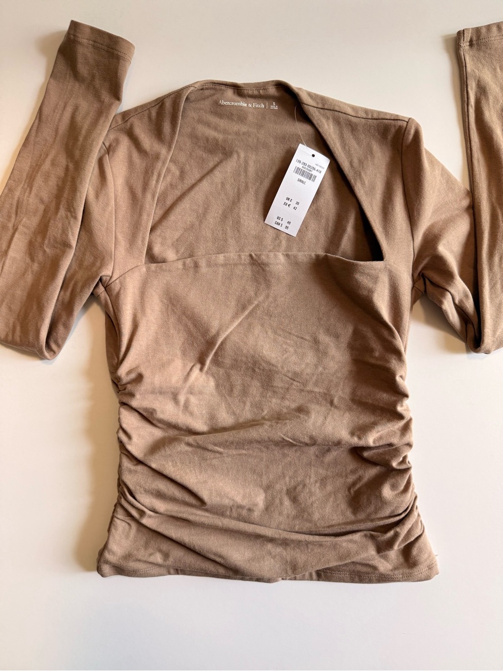 Abercrombie & Fitch Women’s Long-Sleeve Square-Neck Shirt in Taupe Brown